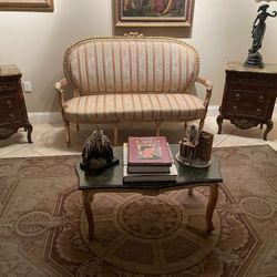 French Louis Xvl style Furniture With Gold Leaves Paint