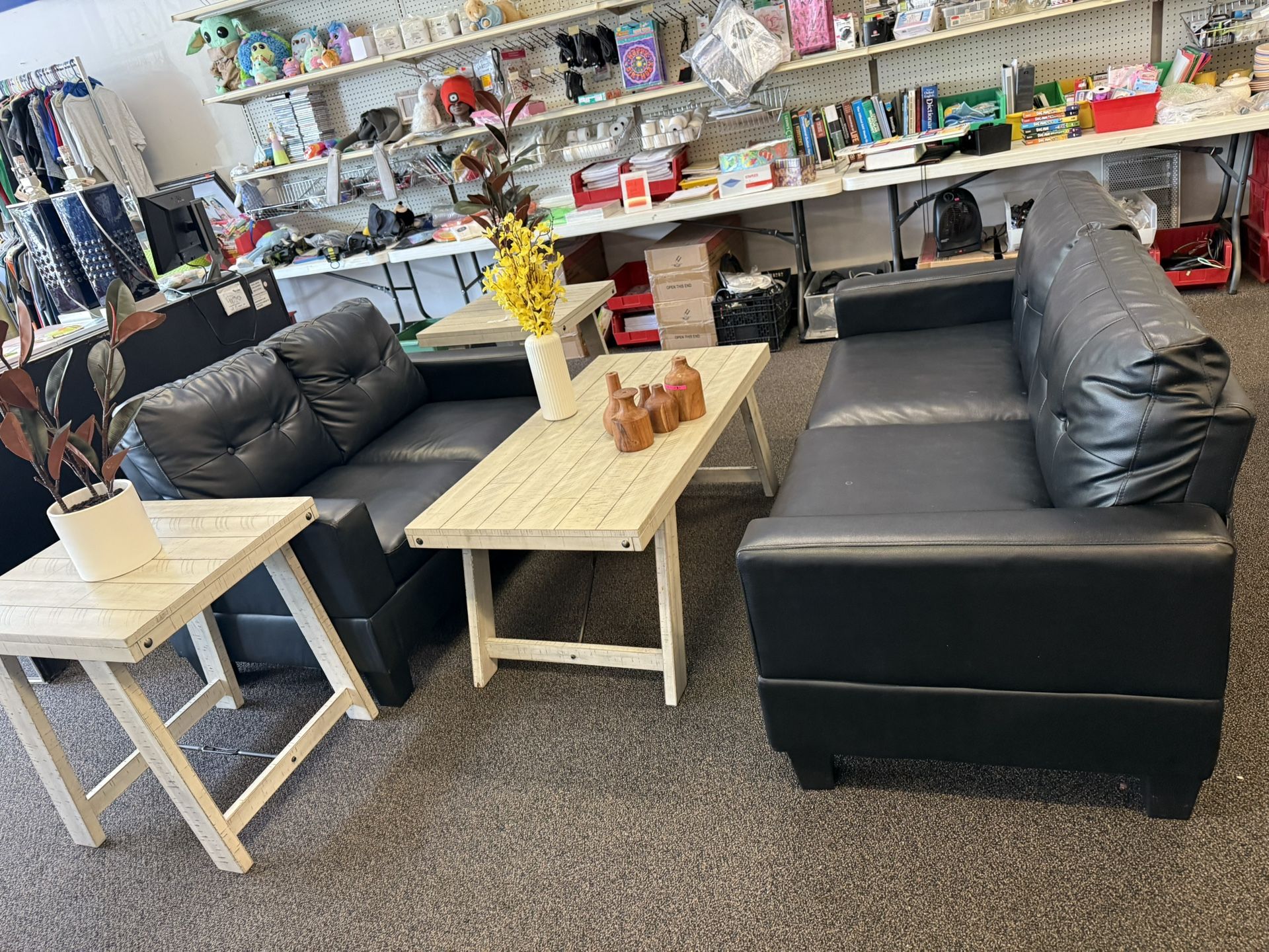 2 Piece Black Sofa Set 