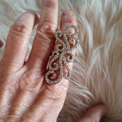 Rhinestone Vintage Delicin  Ring sz 7