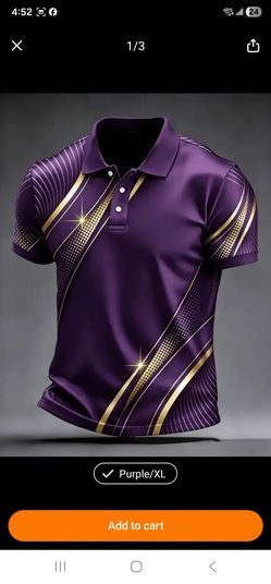 Purple Men's Polo Shirt smooth polyester New Size XL