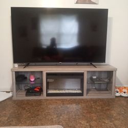 Grey 80inch T.v Stan With Built In Fireplace