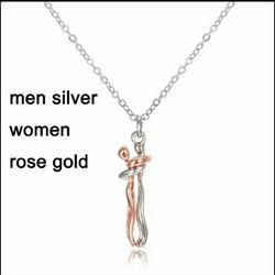 Lovers necklace,
rose gold  And Silver Color