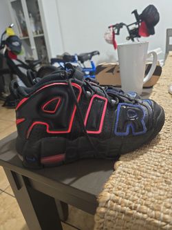 Nike Air More Uptempo Black Red Blue Sneakers