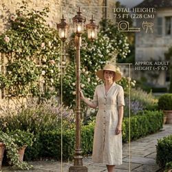 7.5 Foot Outdoor Decorative Triple Head Post Lantern 