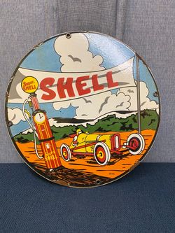 Super Shell Gasoline Advertising Metal Porcelain Sign