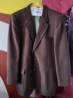 Knack Vintage Mens Polyester Brown Blazer With Gold Nautical buttons 1948 Series