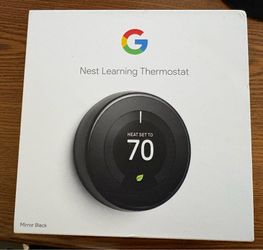 Fully functional Google Nest Learning Thermostat (Mirror Black) in excellent condition. Includes the thermostat, box, base, trim plate, mounting hardw