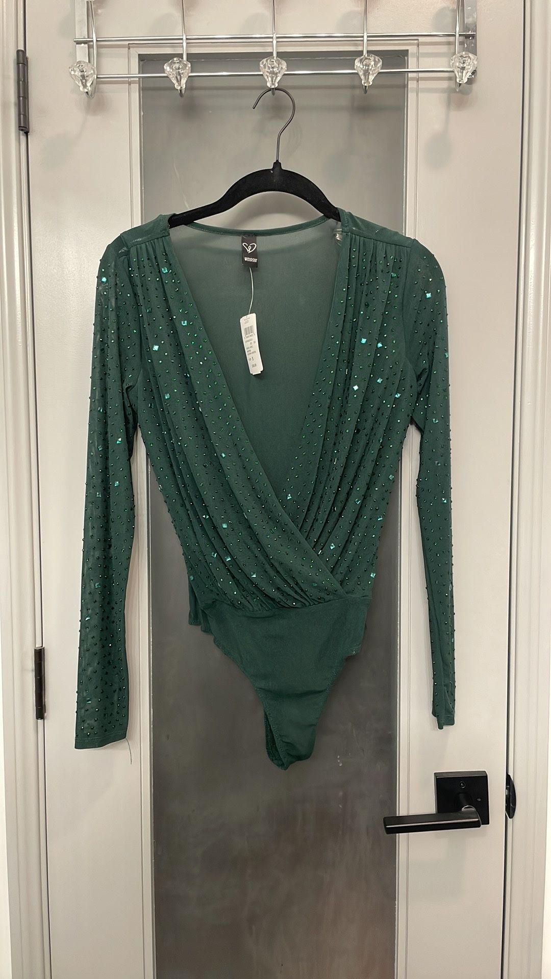 Green Rhinestone Bodysuit