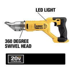 DeWalt 20v max metal shear, swivel head, 18ga, tool only (dcs491b) 360 Degree tool free swivel head which allows user to access tight quarters Cuts 7/