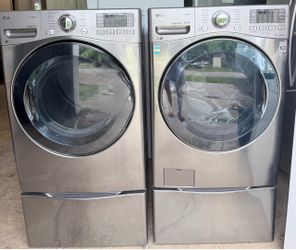 Front-Load Washer and Dryer on the pedestals
