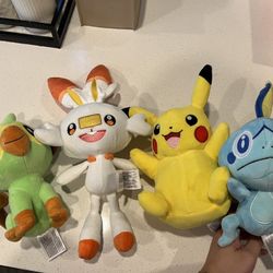 Pokemon 8" Grookey, Sobble, Scorbunny & Pikachu Value Pack 4-Plush