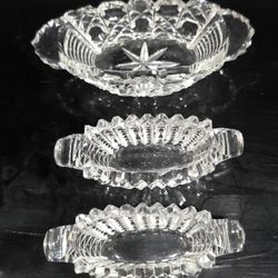 3 Antique Brilliant Cut Glass dish salt cellars