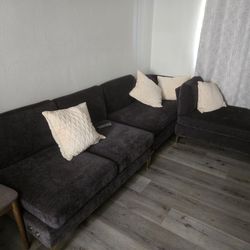 Karl home Sofá seccional de 110" en forma de U de 4 asientos Negro 