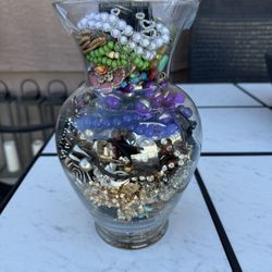Mystery Costume Jewelry Jar Watches Bangles Beads Necklaces Bracelets Rings Purple Black Massive Collection 