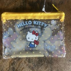 Sanrio Hello Kitty 50th Anniversary Pompompurin Small Vinyl Zippered Pouch - NWT