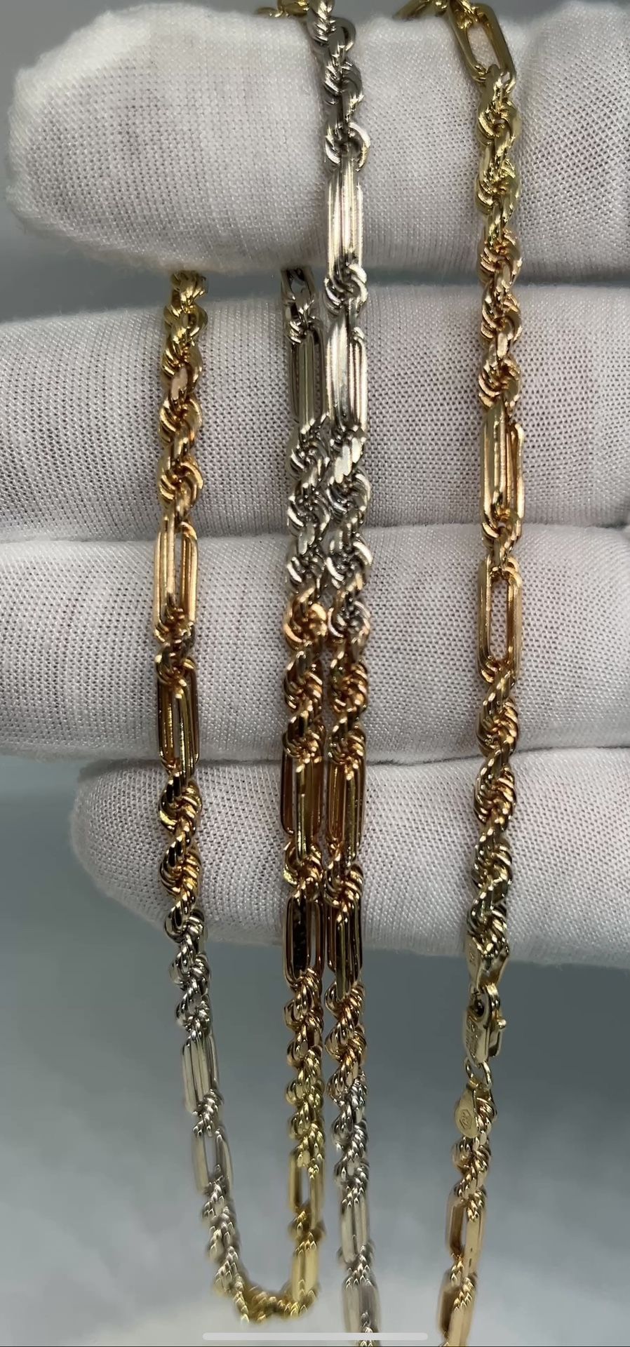 14k Gold 3 Tone Milano Figarope Chain