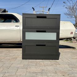 IKEA Black Bedroom Dresser – 3 Drawer w/ Frosted Glass Front – $125 (Clairemont Mesa)