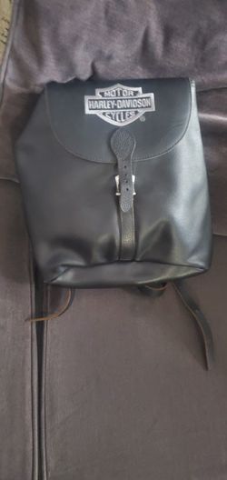 Vintage Harley Davidson Black/White Speckled Leather Backpack/Bar & Shield .