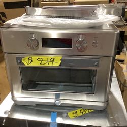 GE Stainless Steel Digital Air Fryer Toaster Oven with 8 Cooking Modes