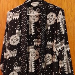 Alfred Dunner Black and White Patterned Jacket 10