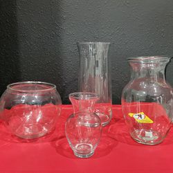 Clear Glass Vases -  Bundle  