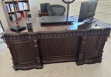 Large Dark Wood Executive Desk