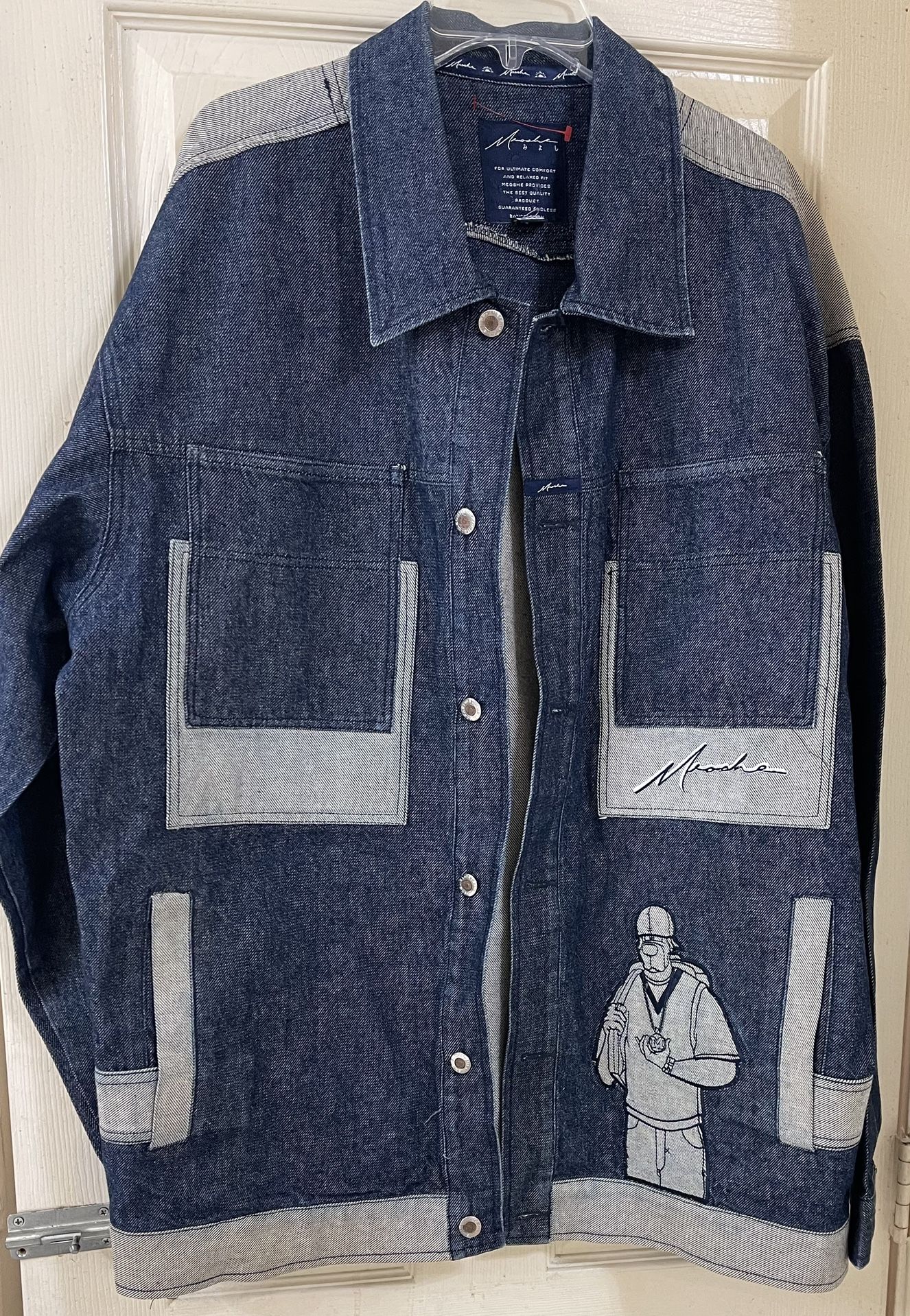 Y2K Meoshe Hip Hop denim trucker jacket Mens size 2XL