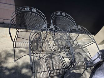 Set of 4 Mid-Century Modern Metal Flora  Patio Chairs