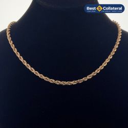 14k Rose Gold 16 inch Rope Chain
