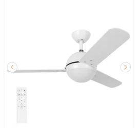 Phipps 44 in. Indoor Matte White Ceiling Fan with White Color Changing Integrated LED Remote Included