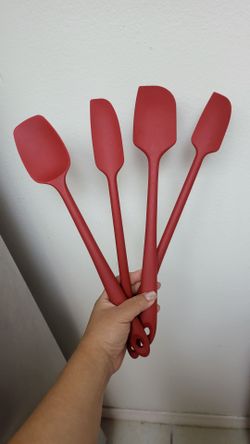 4pc red silicone spatula set