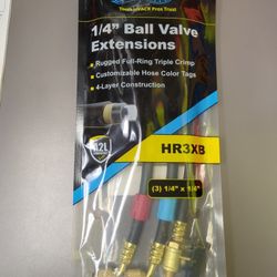 Ball Valve Ref. Hose Extension Set (3) - 1/4" (8" Black w/Tags)