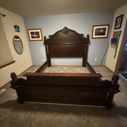 Traditional King Wood Bed Frame - Arched Headboard - $450 (Must Move This Week)