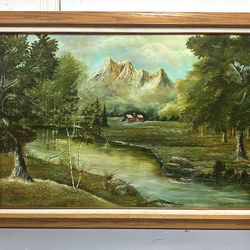 farmhouse mountain scene