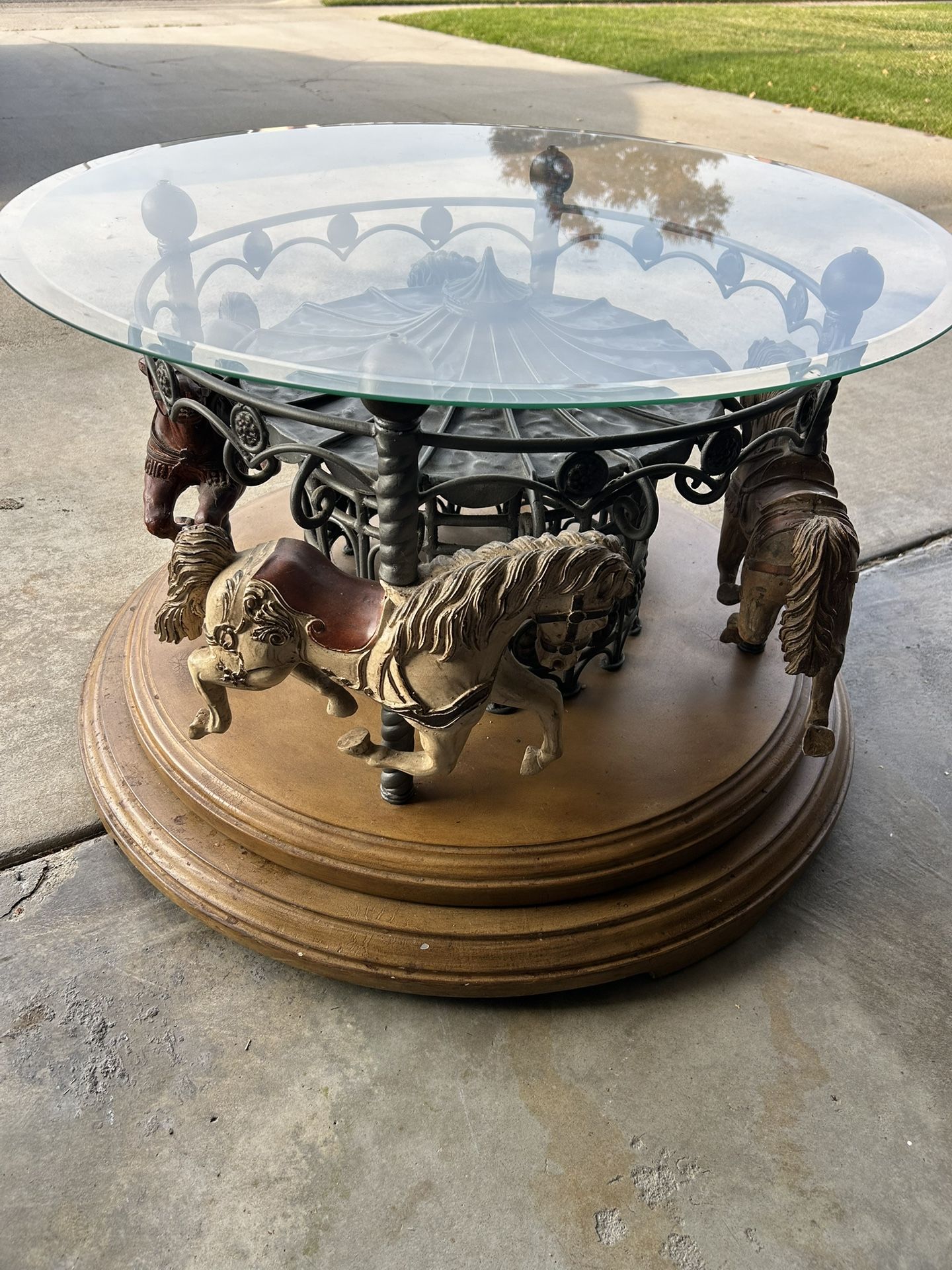 Rotating Horse Carousel Coffee Table