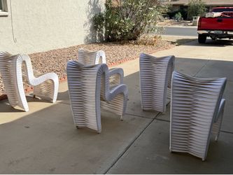 Phillips Collection Seat Belt Dining Chairs White