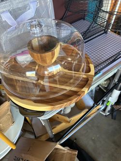 Wood Charcuterie Board Set with Glass Dome
