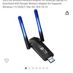 USB WiFi Adapter, Ortiny 1300Mbps WiFi USB Dual Band 5G/2.4G Wireless Network Adapter for Desktop Laptop PC, Dual Band WiFi Dongle Wireless Adapter fo