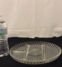 Round Pressed Glass Divided Serving Platter