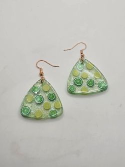Glittery Resin Lime Earrings