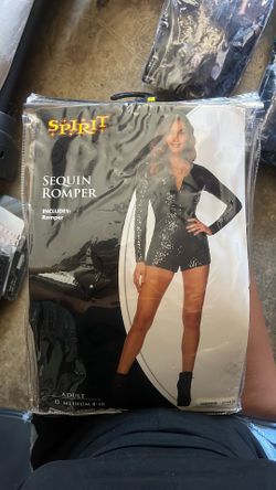 womens black sequin romper halloween costume