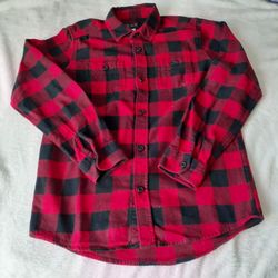 Boy's Red Plaid Button Up Shirt Size XL/14