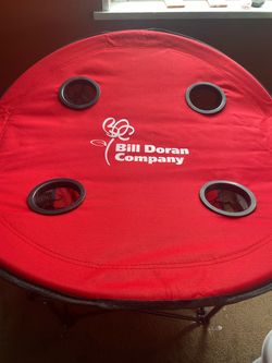 Red Folding Portable Table with Cup Holders