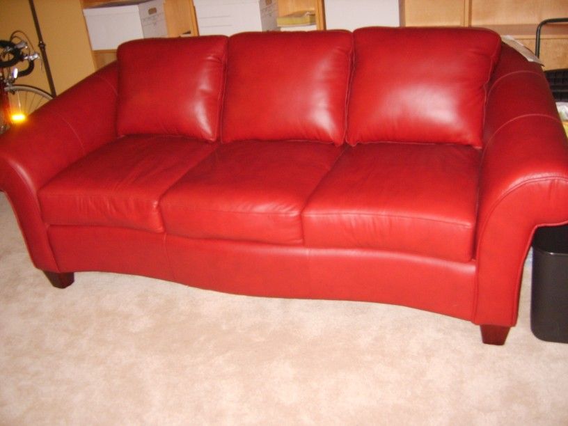 Sofa Set Red Leather 4-piece may separate (make offer)