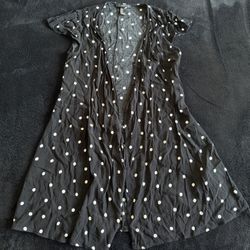 Size Medium Womens black and white polka dots wrapped dress