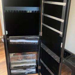 Jewelry Cabinet with Full Length Mirror, Lockable Jewelry Storage Organizer