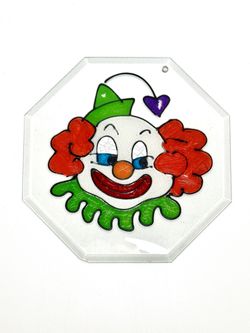 Vintage Circus Clown Stained Glass Octagonal Ornament