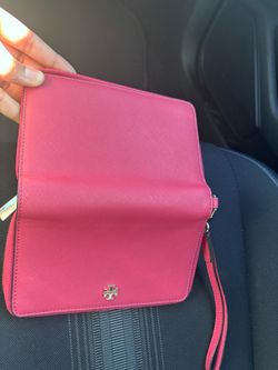 Title: Tory Burch Pink Zip-Around Wallet with Wrist Strap