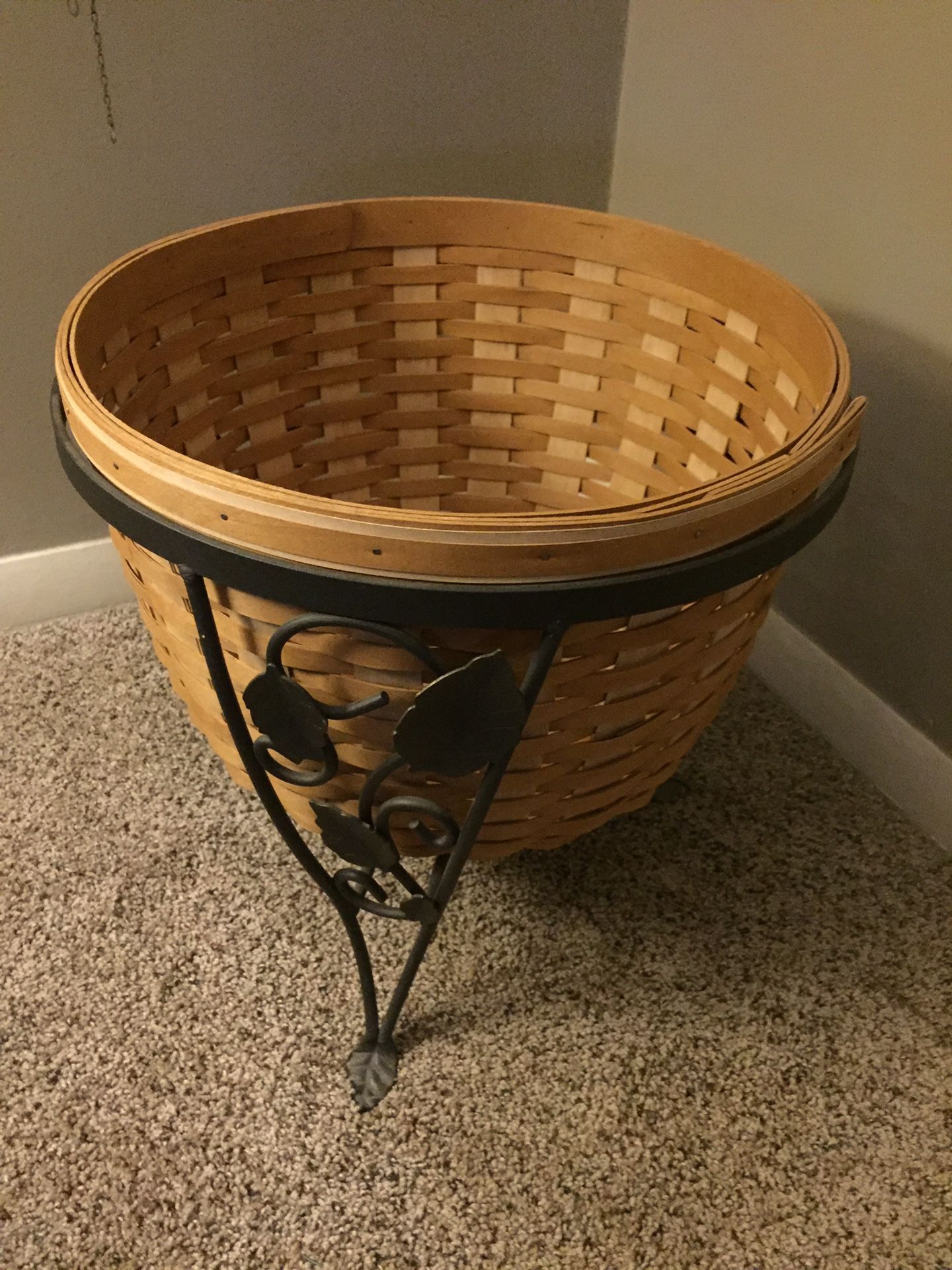 Longaberger At Home Garden Collection Wrought Iron Plant Holder, Ficus Basket and Plastic Protector