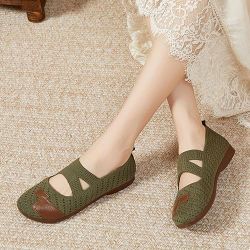 BRAND NEW!Women's Slip-On Knit Flats Casual Walking Shoes Size 6.5